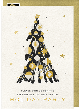 'Brushstroke Tree' Business Holiday Party Invitation