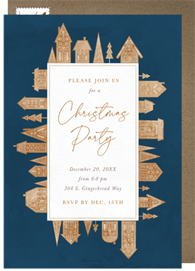 'Gingerbread Frame' Christmas Party Invitation
