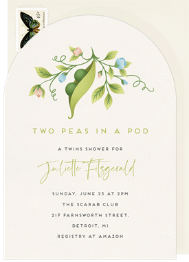 'Twin Peas' Baby Shower Invitation