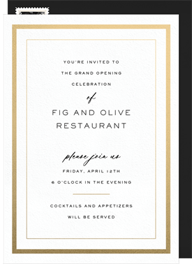 'Double Gold Border' Grand opening Invitation