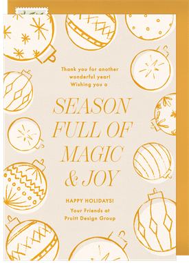 'Whimsical Vintage Ornaments' Business Holiday Greetings Card