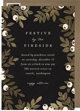 'Gilded Holly' Business Holiday Party Invitation