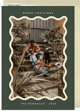 'Retro Wavy Border' Holiday Greetings Card