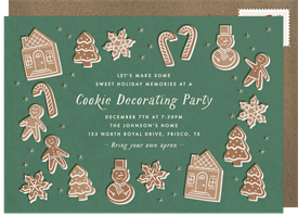 'Charming Gingerbread Cookies' Holiday Party Invitation