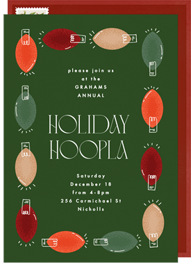 'Retro Xmas Bulbs' Holiday Party Invitation