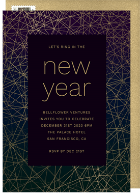 'Golden Network' Business Holiday Party Invitation