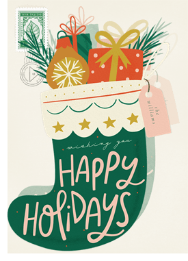 'Holiday Stocking' Holiday Greetings Card