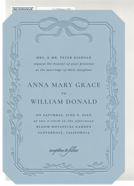 'Floral Ribbon Border' Wedding Invitation