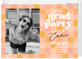 'Colorful Checkers' Graduation Invitation
