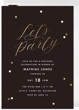 'Gilded Greeting' Adult Birthday Invitation
