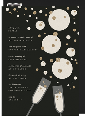 'Champagne Bubbles' Retirement Invitation