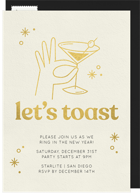 'Martini Toast' New Year's Party Invitation