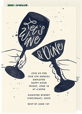 'Wine Dine' Happy Hour Invitation