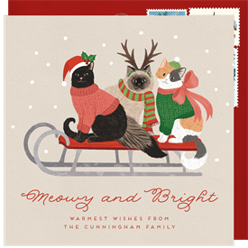 'Meowy and Bright' Holiday Greetings Card