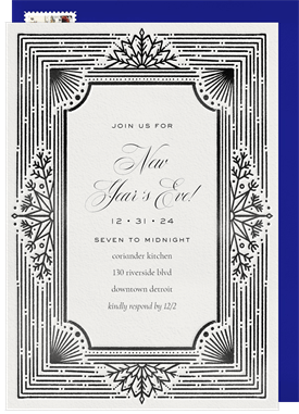 'Deco Holiday Frame' New Year's Party Invitation