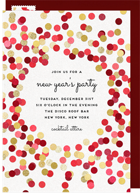 'Confetti Sparkles' New Year's Party Invitation