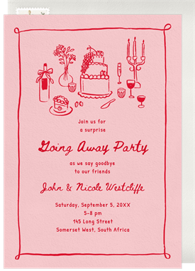 'Whimsical Ink Doodles' Going Away Party Invitation