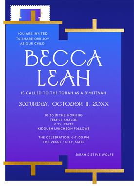 'Die Cut Torah' Bat Mitzvah Invitation