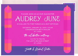 'Bold Torah' Bat Mitzvah Invitation