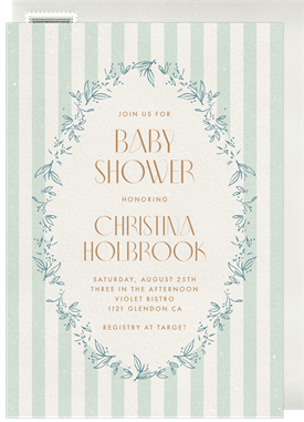 'Leafy Stripes' Baby Shower Invitation