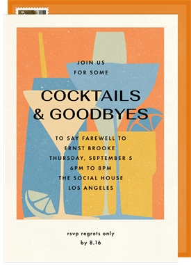 'Bold Cocktails' Going Away Party Invitation