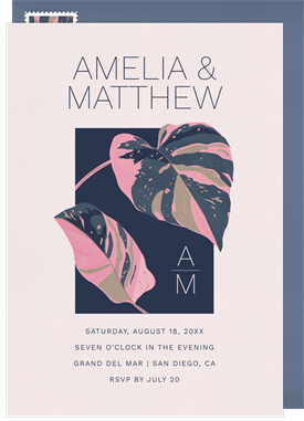 'Modern Monstera' Wedding Invitation
