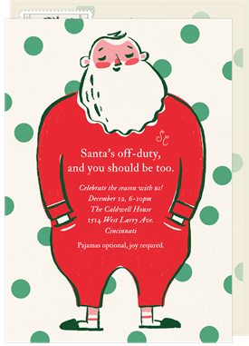 'Santa's Pajamas' Christmas Party Invitation