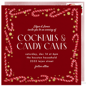 'Playful Candy Canes' Holiday Party Invitation
