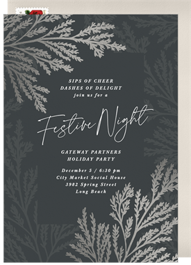 'Scattered Sprigs' Business Holiday Party Invitation