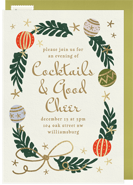 'Whimsical Wreath' Business Holiday Party Invitation