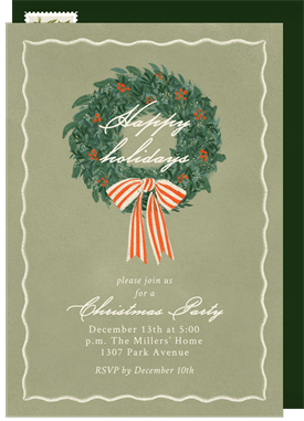 'Christmas Wreath' Christmas Party Invitation