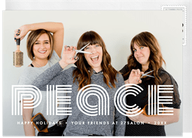 'Funky Retro Peace' Business Holiday Greetings Card