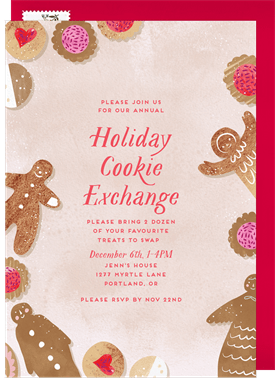 'Cheerful Gingerbread Cookies' Holiday Party Invitation
