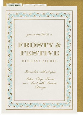 'Holly and Berry Border' Business Holiday Party Invitation