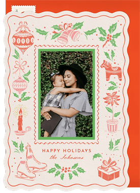 'Classic Christmas Motifs' Holiday Greetings Card