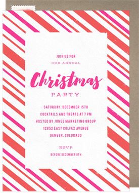 'Candy Cane Stripes' Business Holiday Party Invitation