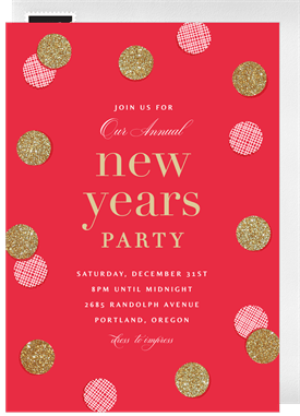 'Confetti Sparkle' New Year's Party Invitation