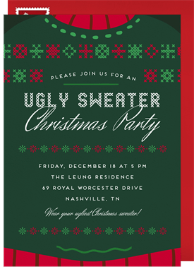 'Ugly Sweater Party' Business Holiday Party Invitation