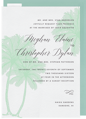 'Palm Tree Trio' Wedding Invitation