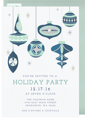 'Vintage Ornaments' Holiday Party Invitation