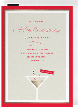'Shaken with a Candy Cane' Business Holiday Party Invitation